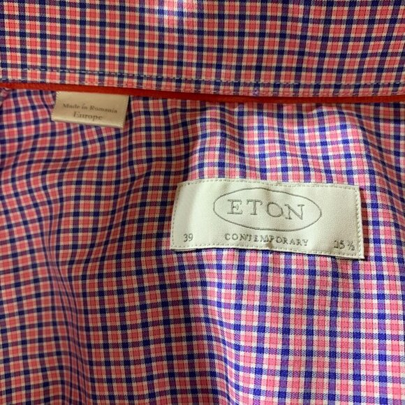 Eton Contemporary Check Button Down Dress Shirt - Picture 8 of 14